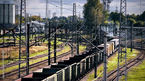 Freight train enters a curve
Retiring freight train enters a curve. Shot from above.
 photo