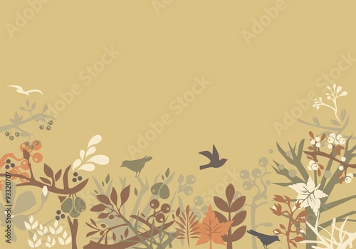 Decorative background with blended seasons and space for text