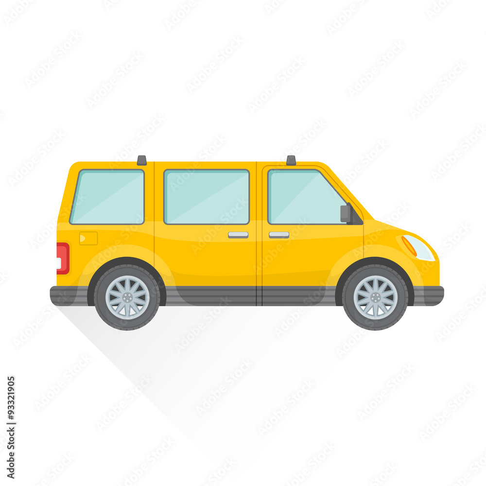 vector flat yellow van car body style illustration icon. vector flat yellow van car body style illustration icon.