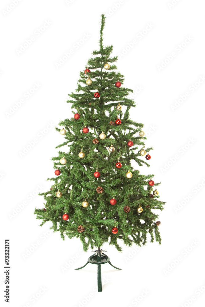Fototapeta premium Decorated Christmas tree on white background 