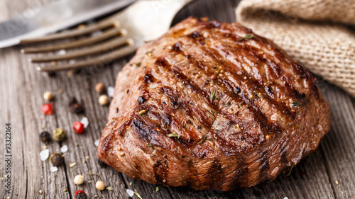 Beef steak on a wooden board