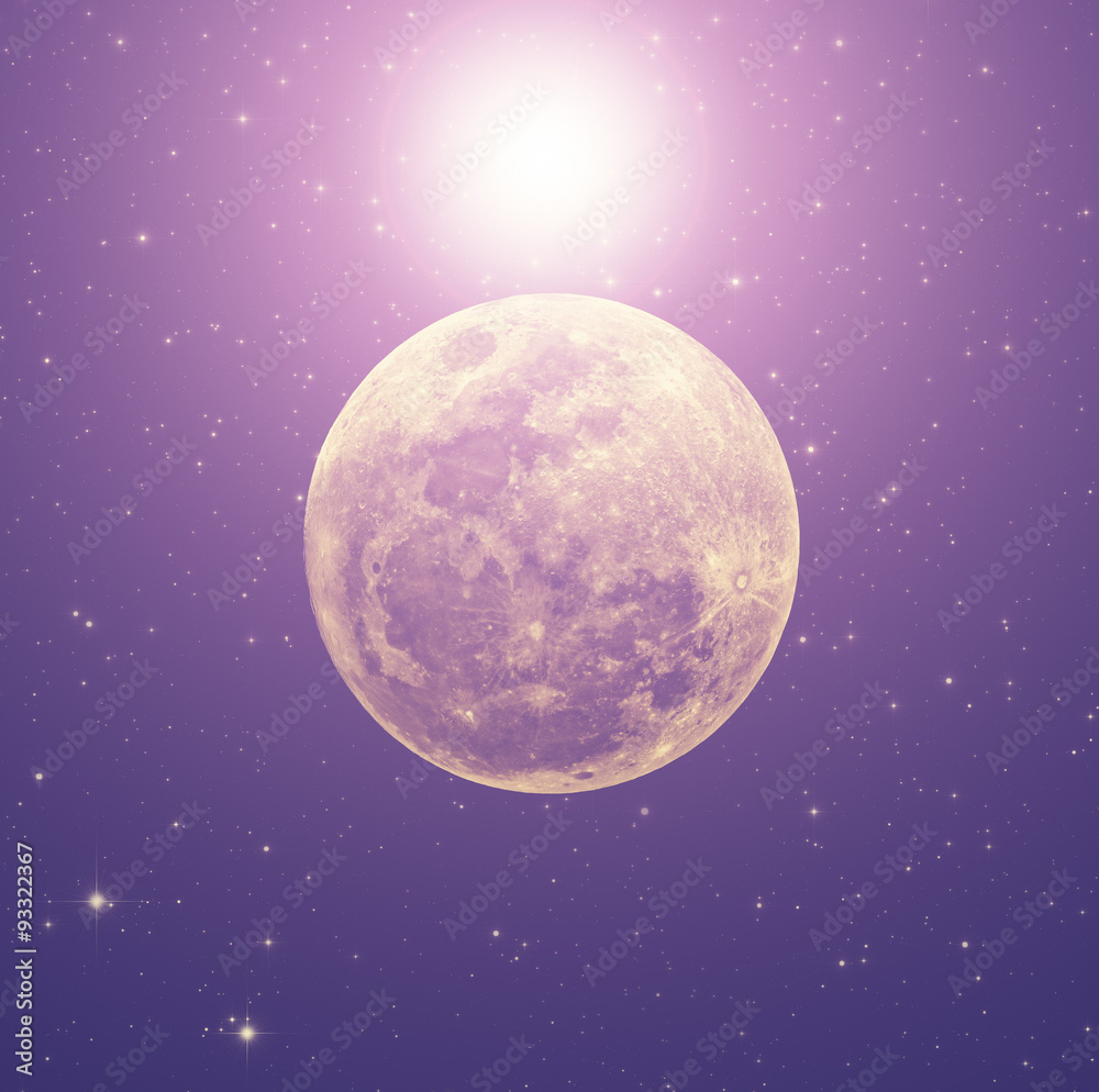 Moon and stars on a starry background.