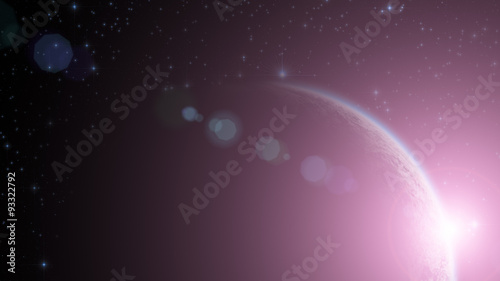 Planet on a starry background. 