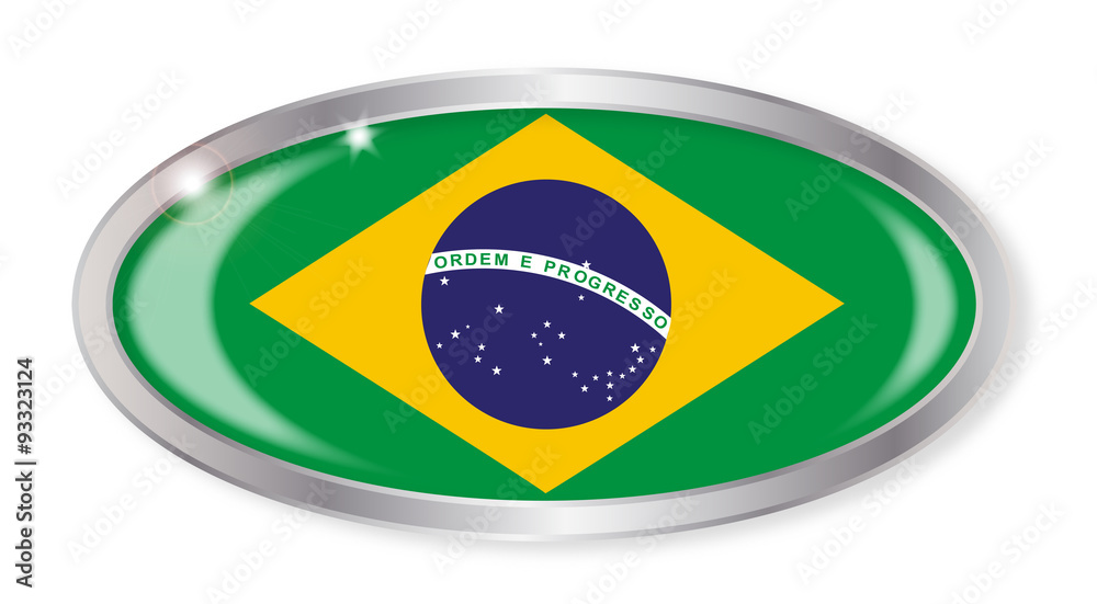 Fototapeta premium Brazil Flag Oval Button