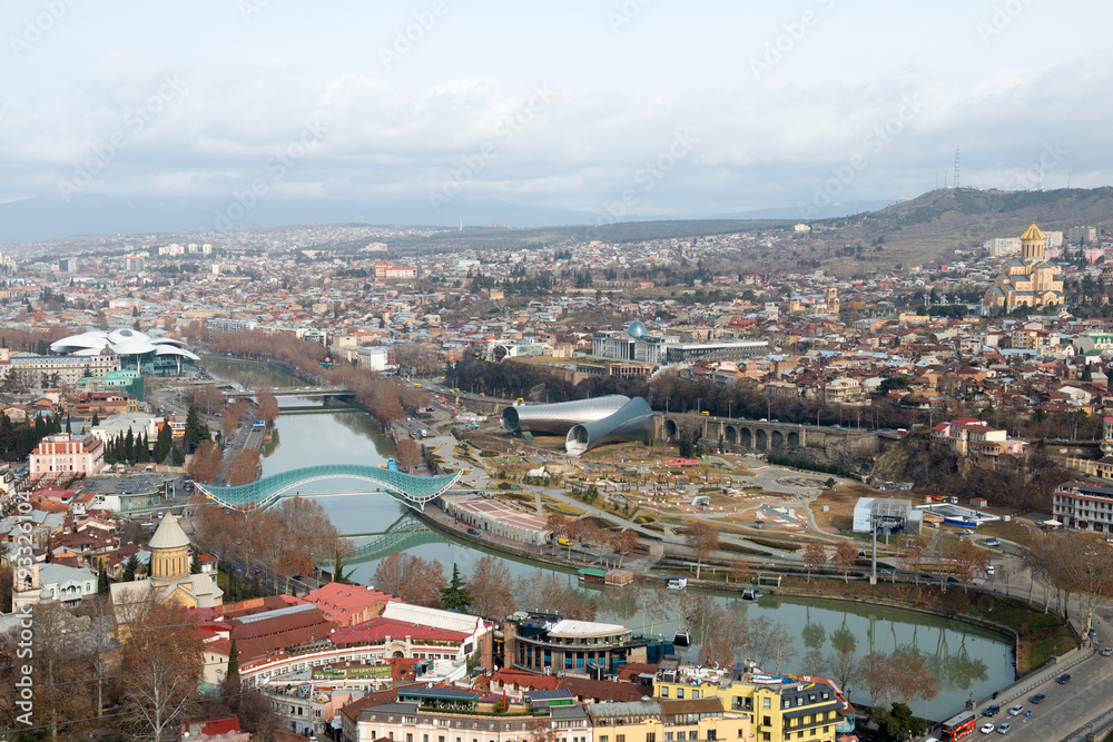 Aerial view on the center of Tbilisi, capital of Georgia