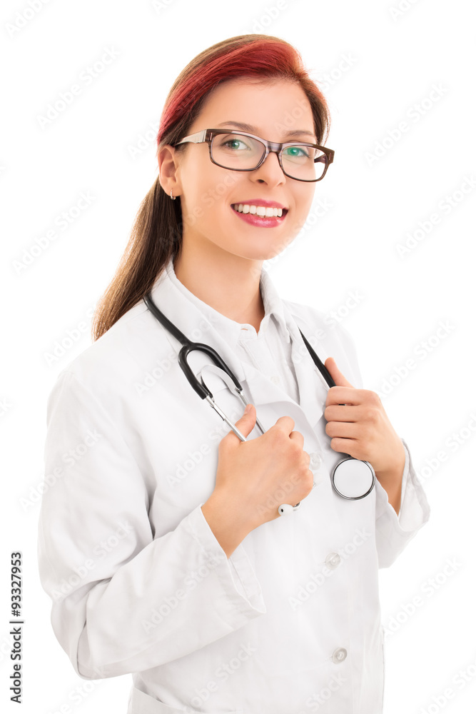 Portrait of a female doctor holding a stethoscope Portrait of a female doctor holding a stethoscope