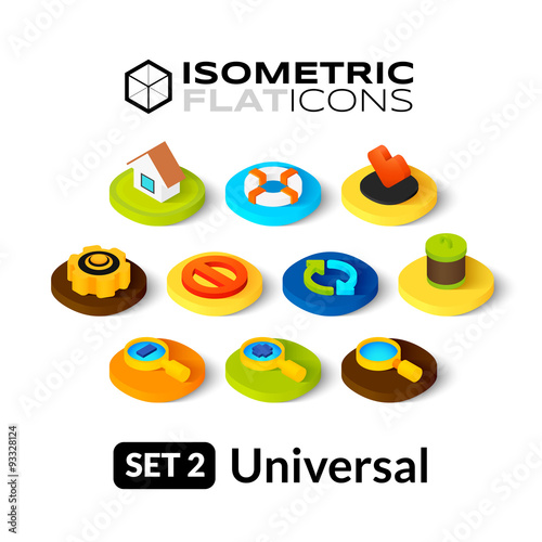 Isometric flat icons set 2