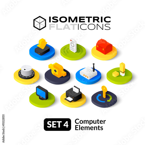 Isometric flat icons set 4