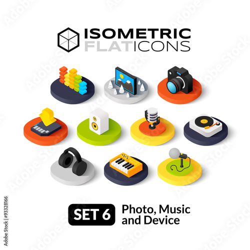 Isometric flat icons set 6