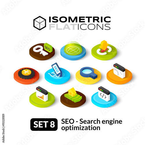 Isometric flat icons set 8