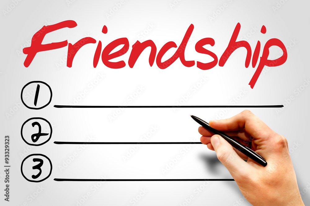 Friendship blank list concept Friendship blank list concept