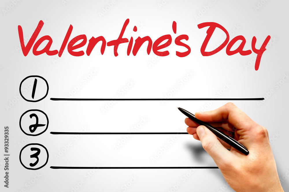 Valentine's Day blank list concept Valentine's Day blank list concept