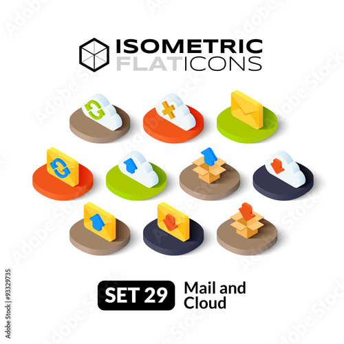 Isometric flat icons set 29