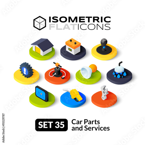 Isometric flat icons set 35