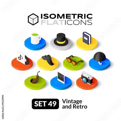 Isometric flat icons set 49