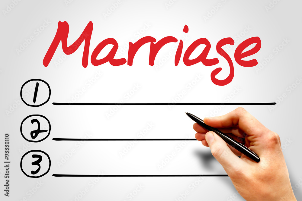 Marriage blank list concept Marriage blank list concept