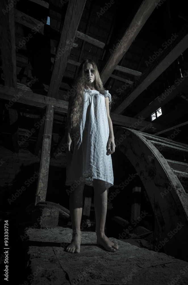 Horror girl in white dress