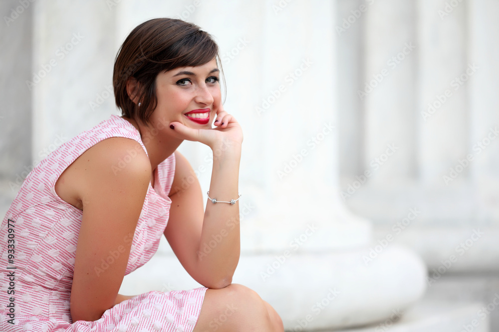 Portrait of smiling girl in urban background Portrait of smiling girl in urban background