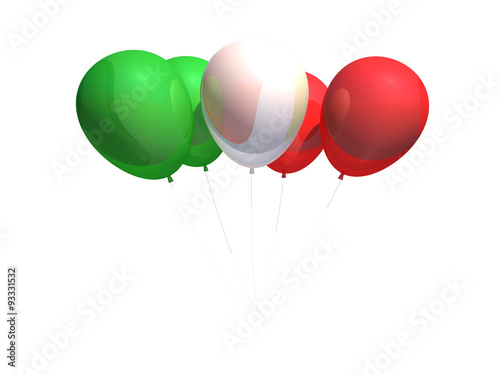 Flag of Italy balloons isolated on white background.