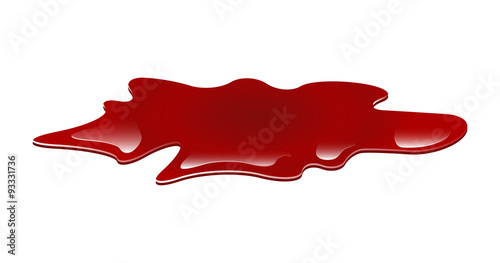Blood puddle vector illustration. Drop, blot, stain, red plash od blood.  Image isolated on white background.