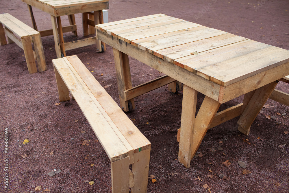 Naklejka premium wooden furniture on the street