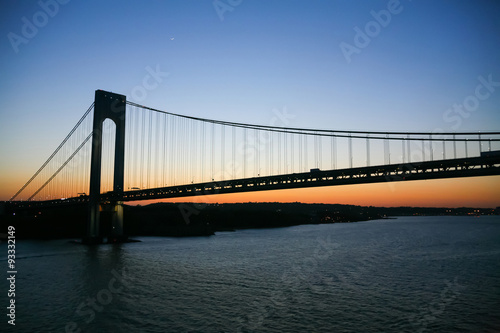 Verrazano Narrows Bridge in New York City at sunset