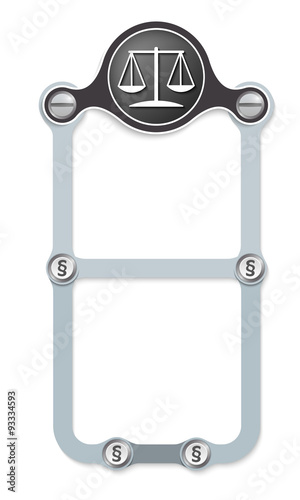 vector vertical frame with screws and lawyer symbol