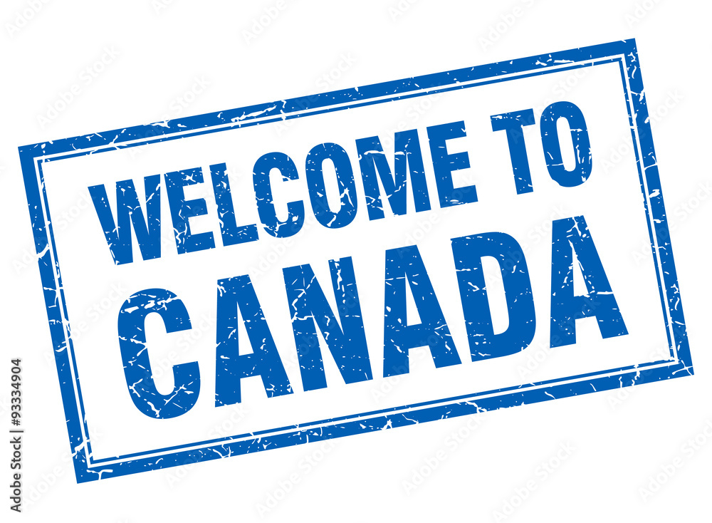Canada blue square grunge welcome isolated stamp Canada blue square grunge welcome isolated stamp
