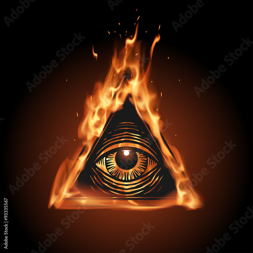 All seeing eye in flame