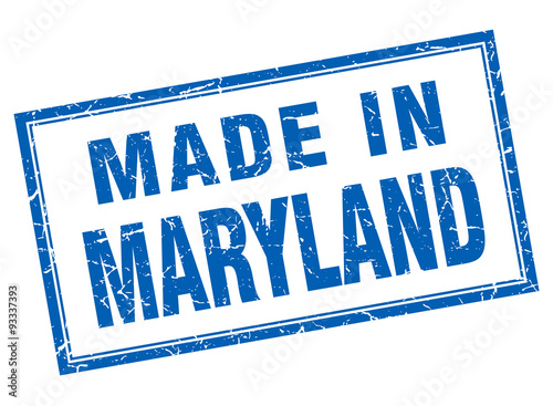 Maryland blue square grunge made in stamp
