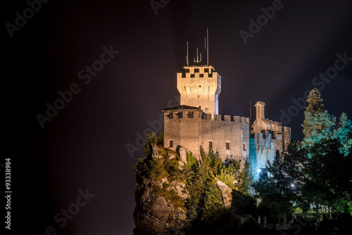 Cesta Tower, night view of the stronghold of the Republic of San Marino, Italy