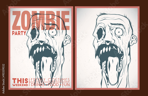 Zombie party placard set