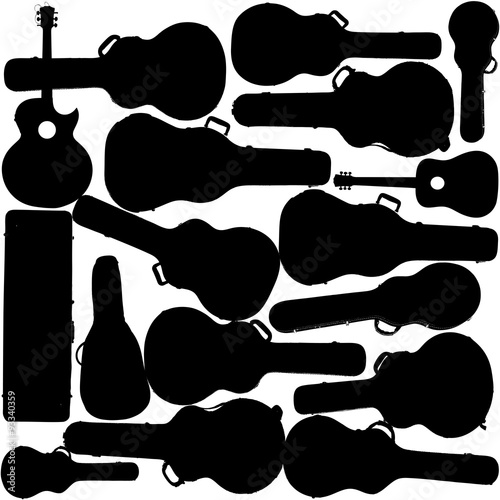 A creative music vector background of guitars and guitar cases