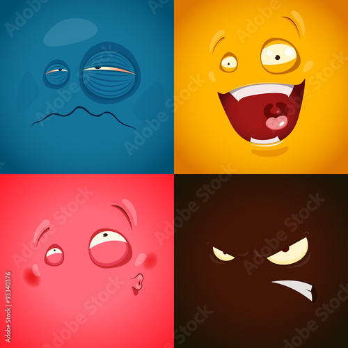 Set with cute cartoon emotions