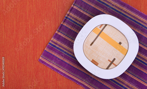 dishes on a tablecloth