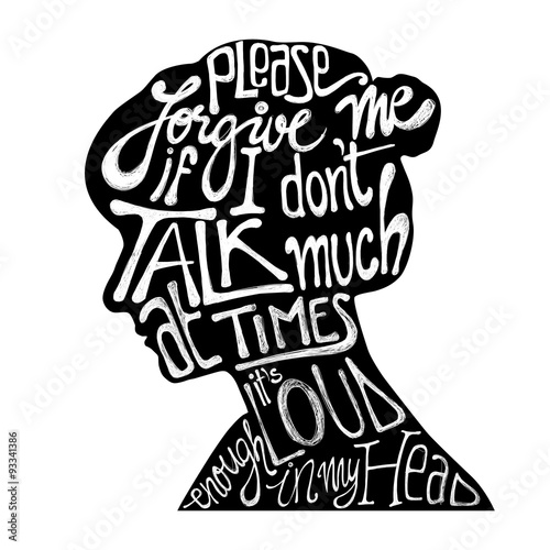 Typographic Background with Motivational Quote in female silhouette