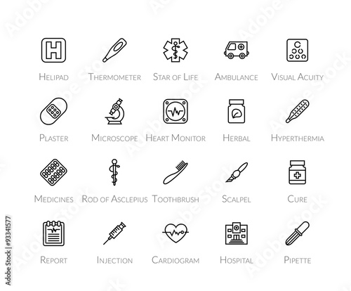 Outline icons thin flat design, modern line stroke style