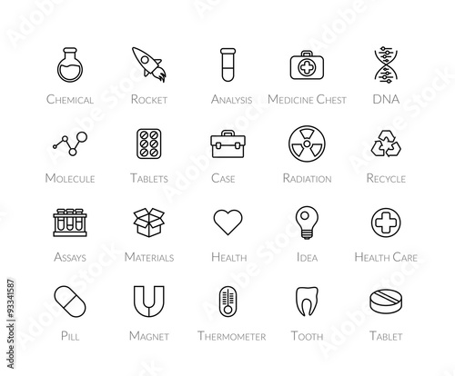 Outline icons thin flat design, modern line stroke style