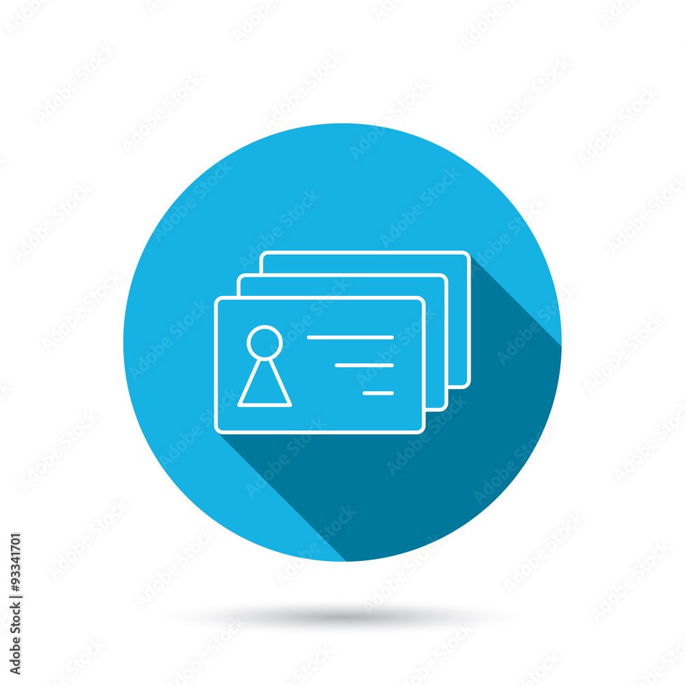 Contact cards icon. Identification badges sign. Contact cards icon. Identification badges sign.