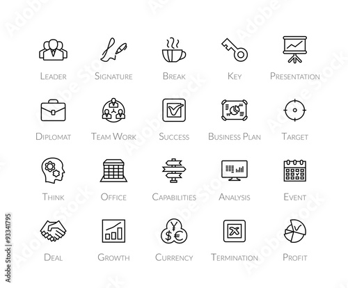 Outline icons thin flat design, modern line stroke style