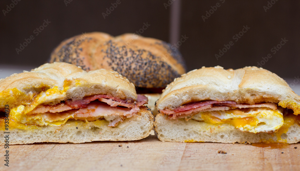 Sandwich with egg and bacon Sandwich with egg and bacon