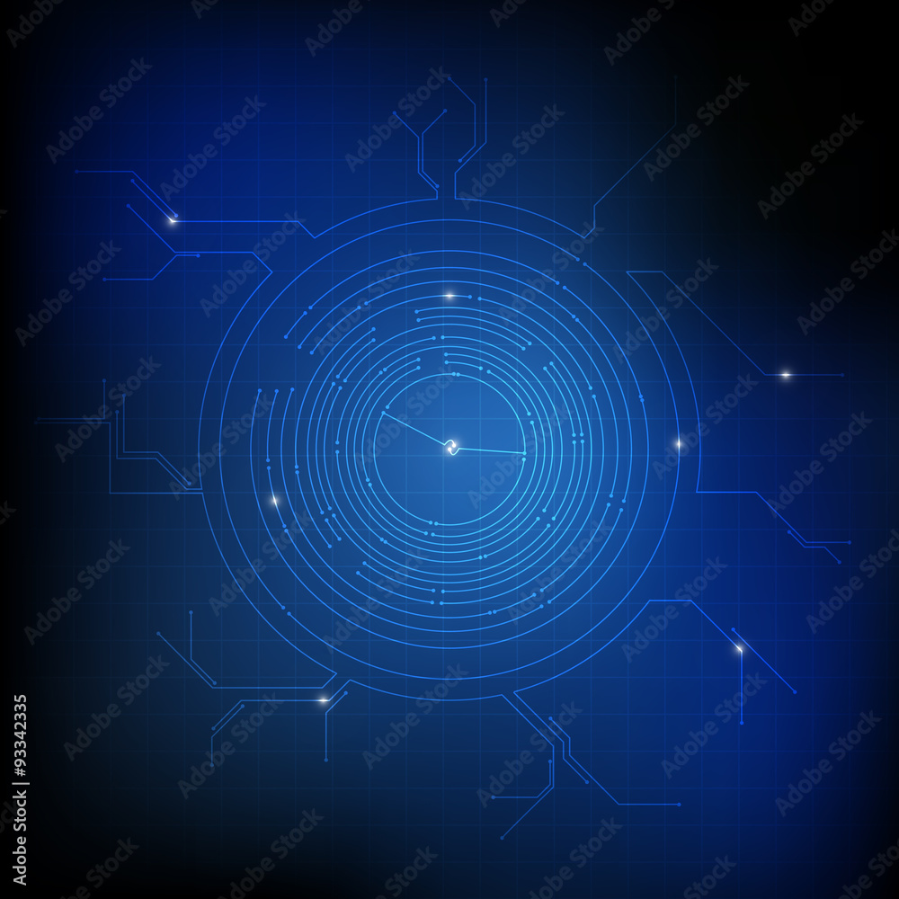 Obraz premium Vector : Circle circuit board on blue grid background