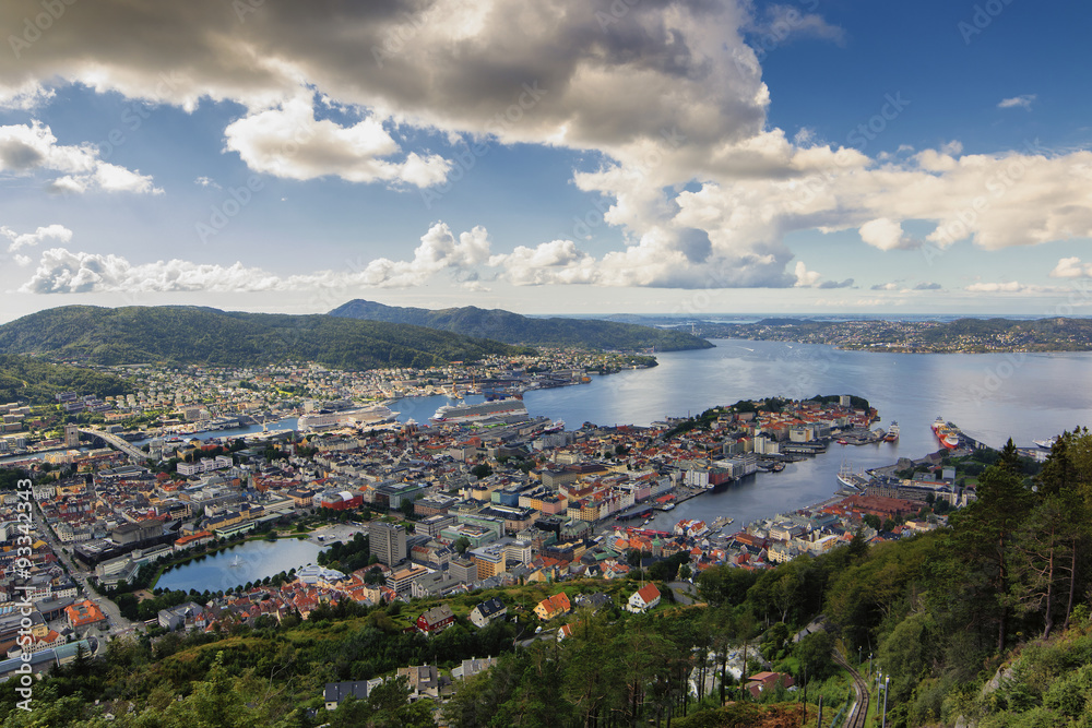 View from Floien in Bergen, Norway