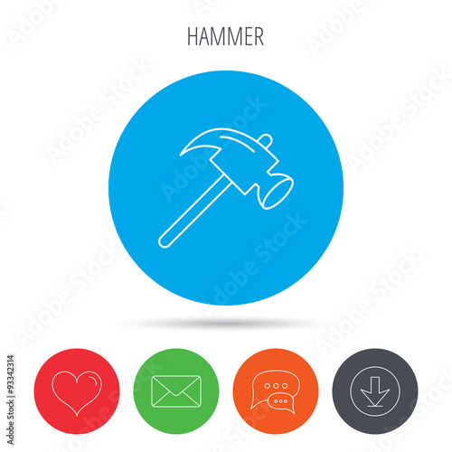Hammer icon. Repair or fix sign.