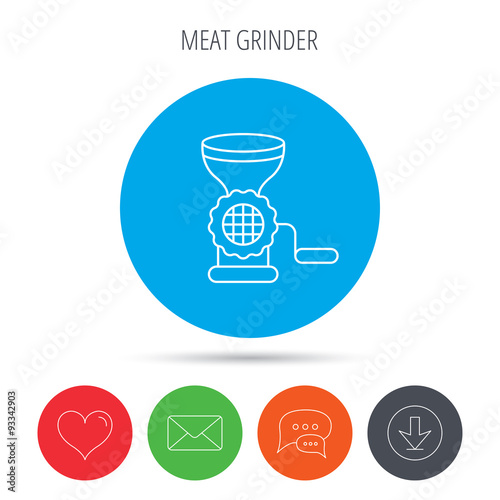 Meat grinder icon. Manual mincer sign.