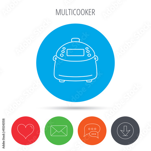 Multicooker icon. Kitchen electric device symbol