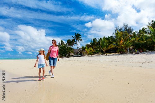 Mother and daughter on a beach