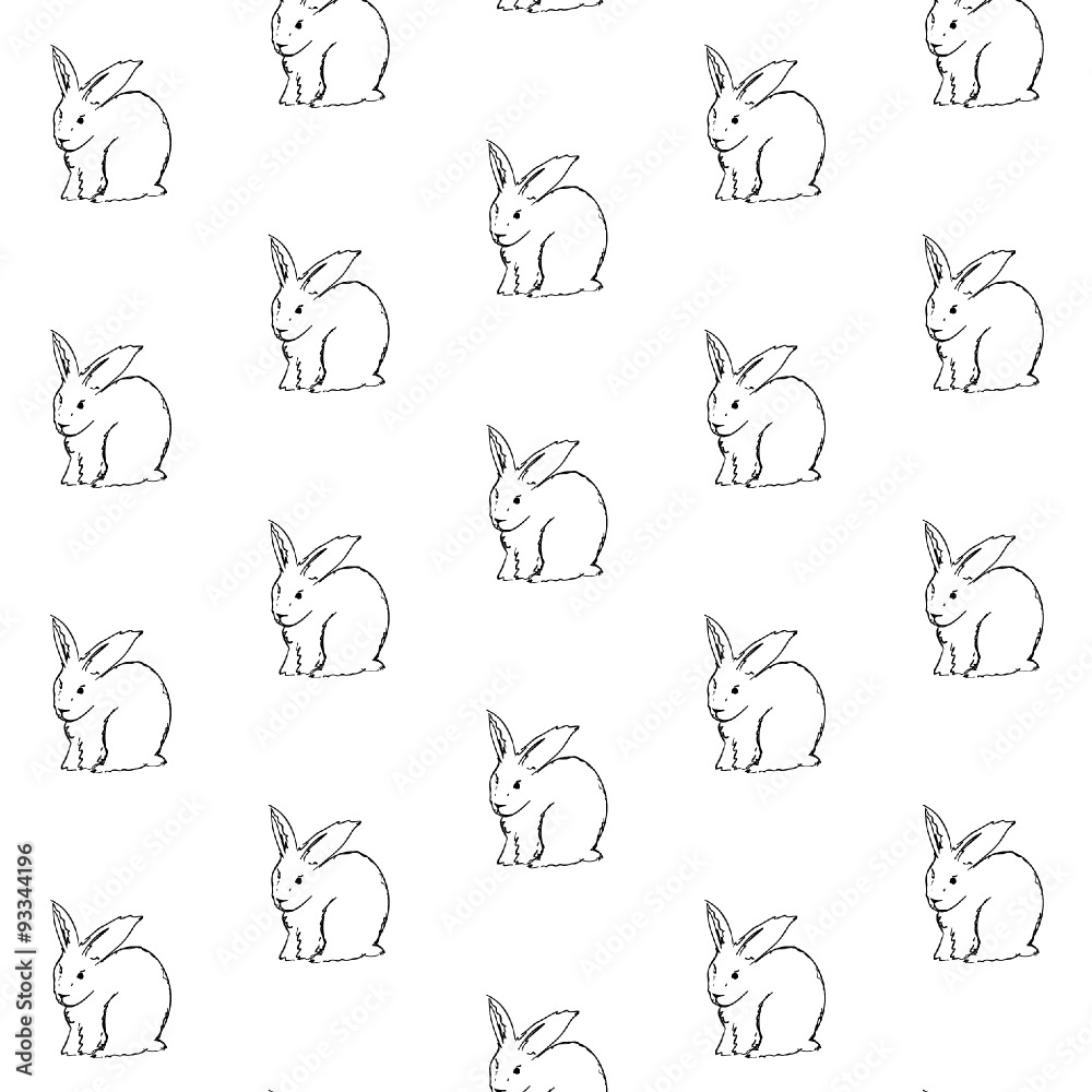Simple white rabbit a pattern/pattern with the image of a simple white rabbit