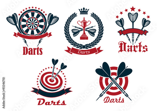 Dart game tournament icons and symbols