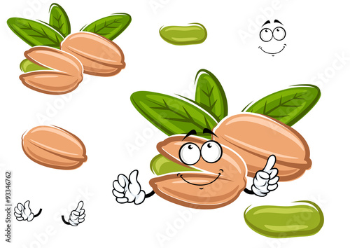 Smiling happy cartoon pistachio nut
